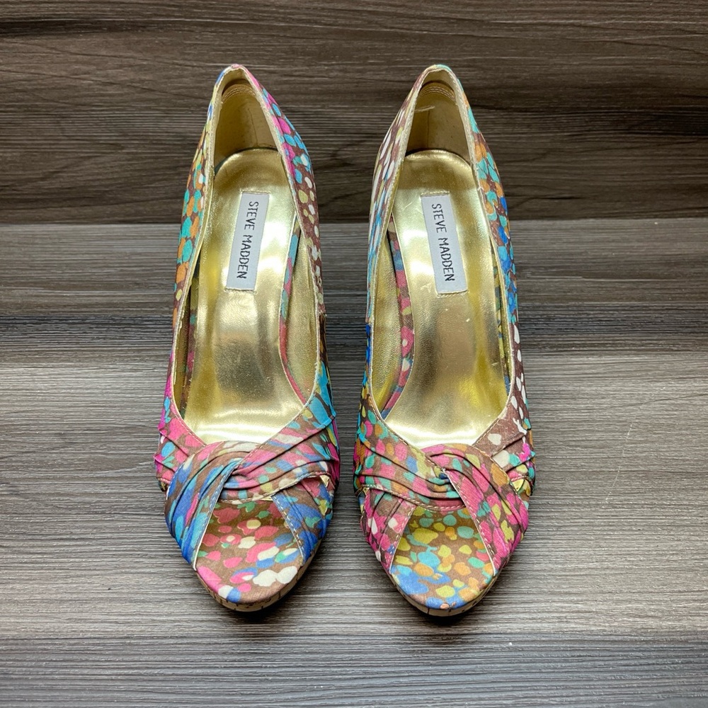 Steve Madden P-Destin Multi-Colored Patterned Heels Size 9M